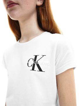 Camiseta Calvin Klein Chest Monogram Blanco Niña