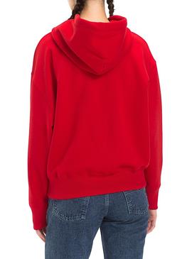 Sudadera Tommy Jeans Essential Hoodie Rojo Mujer