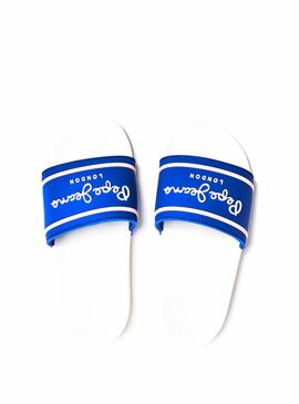 Sandalias Pepe Jeans Slider Logo Azul Para Niña