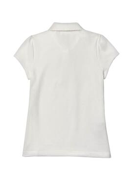 Polo Lacoste Kids Básico Blanco Para Niña