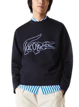 Sudadera Lacoste Logo Bordado Marino para Hombre