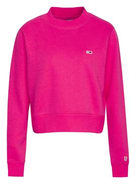 Sudadera Tommy Jeans Basic Crop Fucsia Mujer