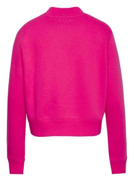 Sudadera Tommy Jeans Basic Crop Fucsia Mujer