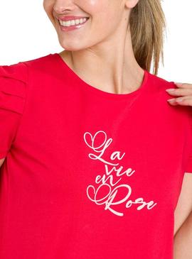 Camiseta Naf Naf La Vie En Rose Rojo Para Mujer