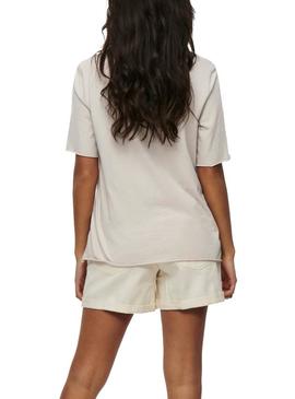 Camiseta Only Amelia Beige Para Mujer
