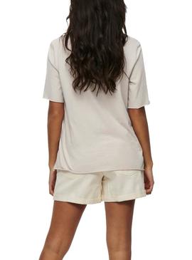 Camiseta Only Amelia Beige Para Mujer