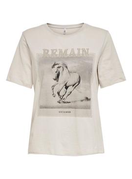 Camiseta Only Amelia Beige Para Mujer