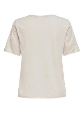 Camiseta Only Amelia Beige Para Mujer