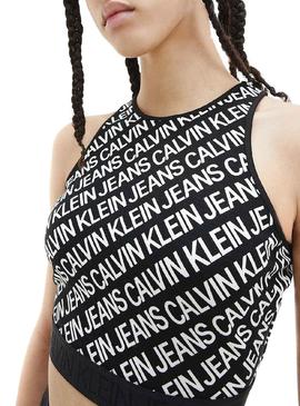 Top Calvin Klein Milano Logo Negro Para Mujer