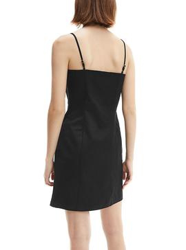 Vestido Calvin Klein Corto Abotonado Negro Mujer