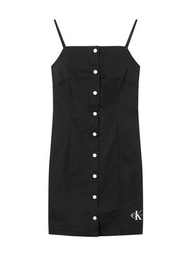 Vestido Calvin Klein Corto Abotonado Negro Mujer