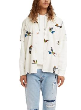 Camisa Levis Cubano Bird Blanco Para Hombre