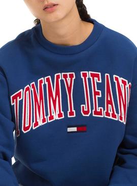 Sudadera Tommy Jeans Classics Logo Crew Azul Mujer