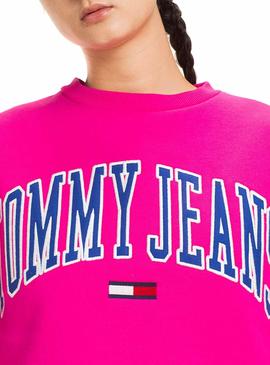 Sudadera Tommy Jeans Classics Logo Crew Rosa Mujer