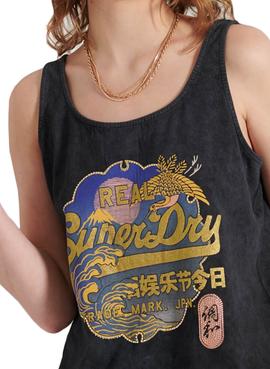 Camiseta Superdry Itago Vest Negro Para Mujer