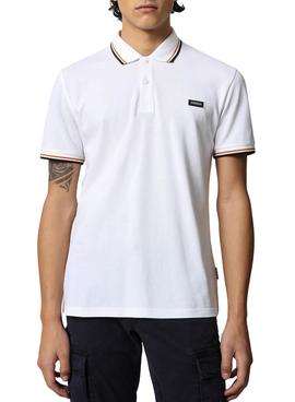 Polo Napapijri Taly Stripe 4 Blanco Para Hombre