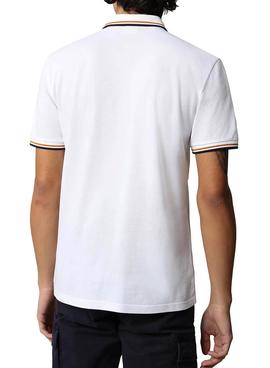 Polo Napapijri Taly Stripe 4 Blanco Para Hombre