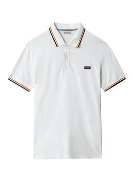 Polo Napapijri Taly Stripe 4 Blanco Para Hombre