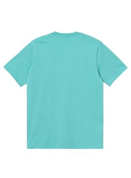Camiseta Carhartt Script Azul Claro Para Hombre