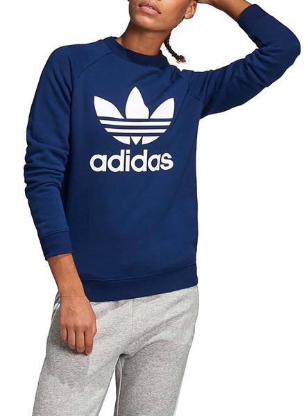 Sudadera Adidas Trefoil Crew Azul Oscuro