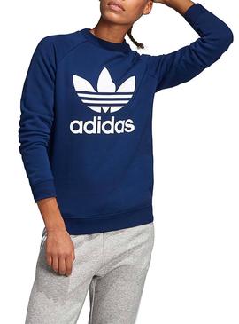 Sudadera Adidas Trefoil Crew Azul Oscuro Mujer 