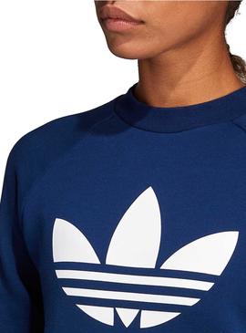 Sudadera Adidas Trefoil Crew Azul Oscuro Mujer 