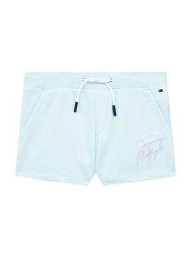 Short Tommy Hilfiger Script Azul Claro Niña