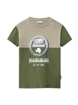 Camiseta Napapijri Sauck Verde Para Niño