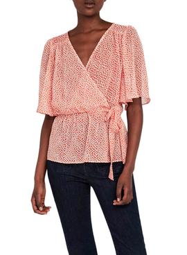 Camisa Naf Naf Fluida Estampada Coral Para Mujer