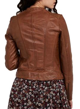 Cazadora Naf Naf Piel Marrón Para Mujer