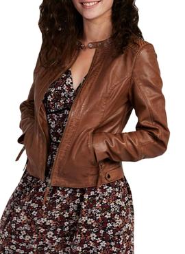 Cazadora Naf Naf Piel Marrón Para Mujer
