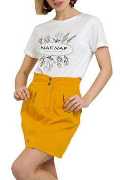 Camiseta Naf Naf Flores Blanco Para Mujer