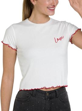 Camiseta Naf Naf Love Blanco Para Mujer