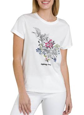 Camiseta Naf Naf Hapiness Blanco Para Mujer