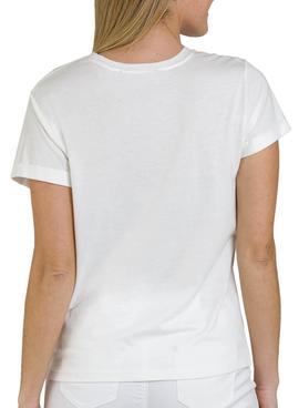 Camiseta Naf Naf Hapiness Blanco Para Mujer