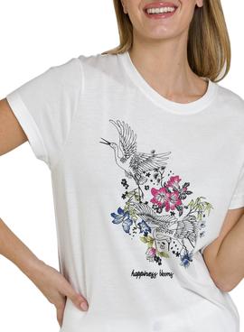 Camiseta Naf Naf Hapiness Blanco Para Mujer