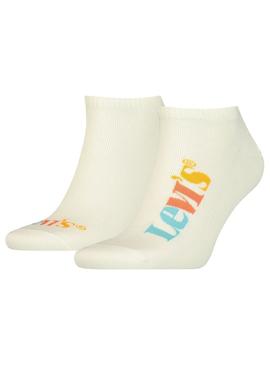 Calcetines Levis New Logo Low Mixer Blanco