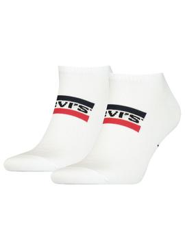 Calcetines Levis Low Cut Blanco Para Hombre Mujer