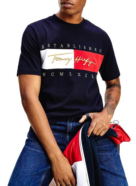 Camiseta Tommy Hilfiger Signature Marino Hombre