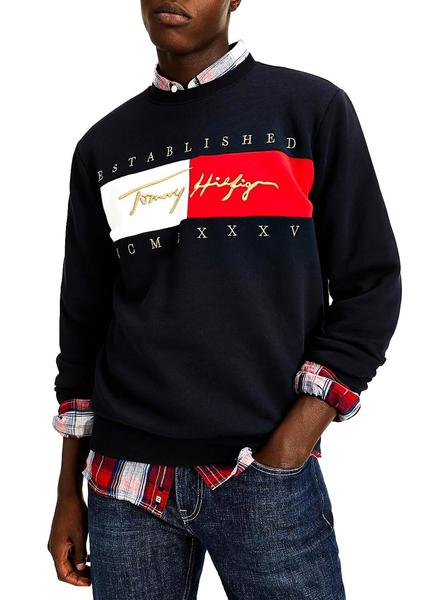 Sudadera Tommy Hilfiger Signature Marino Hombre