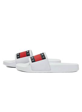 Chanclas Tommy Jeans Flag Pool Slide Blanco Mujer