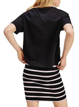 Camiseta Tommy Jeans Cropped Negro Para Mujer