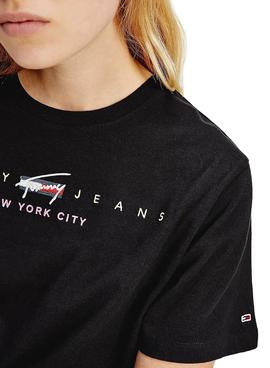 Camiseta Tommy Jeans Cropped Negro Para Mujer
