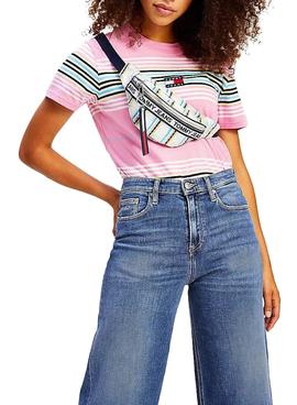 Camiseta Tommy Jeans Regular Center Rosa Mujer