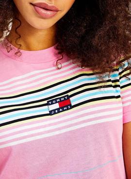 Camiseta Tommy Jeans Regular Center Rosa Mujer
