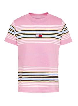 Camiseta Tommy Jeans Regular Center Rosa Mujer