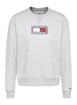 Sudadera Tommy Jeans Timeless Flag Gris Mujer
