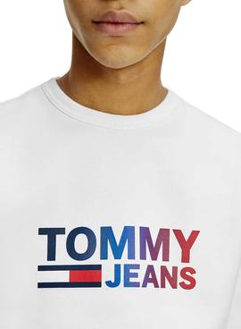 Sudadera Tommy Jeans Logo Crew Blanco Hombre