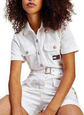 Mono Tommy Jeans Boilersuit Blanco Para Mujer