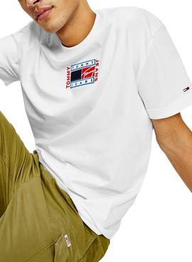 Camiseta Tommy Jeans Timeless Flag Blanco Hombre